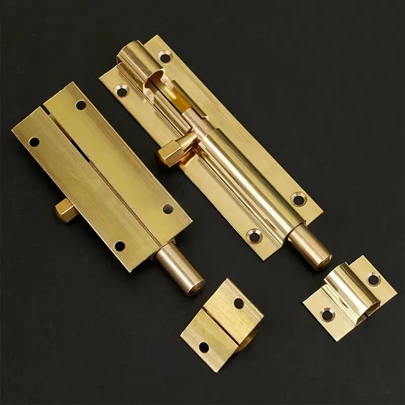 Retro Vintage 2PCS European Antique Pure Brass Door Bolts Security Gate Door Barrel Latch Hasp Locks+Screws