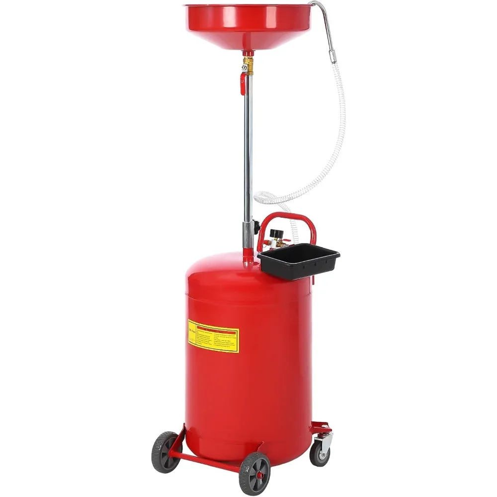 

20 Gallon Oil Drain Tank, Fluid Fuel Transfer Tank, Portable Oil Drain Container, Air Operated Drainer with Wheels and a Toolbox