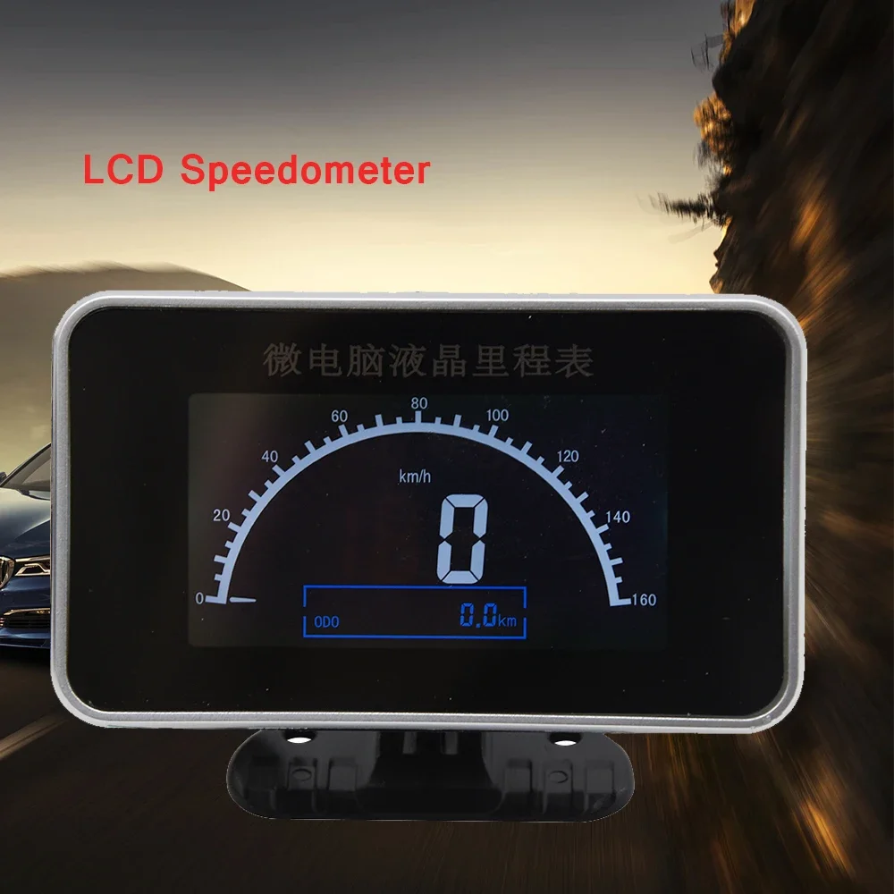 12V/24V Car Truck 2 IN 1 Functions Digital Speedometer Speed Meter + Odometer Gauge LCD instrument panel + Alarm LCD Gauge