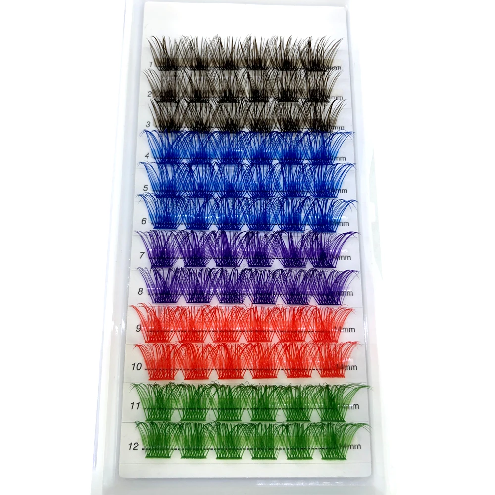 Colorful Individual Lashes Extension Natural Faux Mink Eyelashes Segmented Cluster Colored Eyelash Extension Makeup Cilia