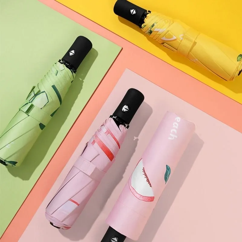 Portable small fresh full-automatic vinyl dual-purpose umbrella for sun protection, ultraviolet protection and rain protection.