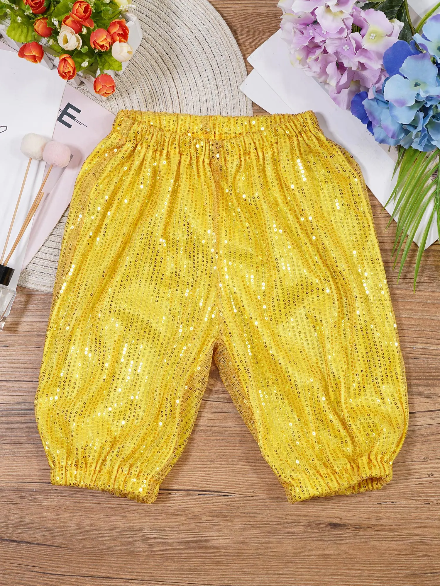 Pantaloncini da ballo con paillettes lucide pantaloni per bambini ragazze ragazzi Hip-hop Jazz Dance Cheerleading Stage Performance Bottoms Street Dancewear