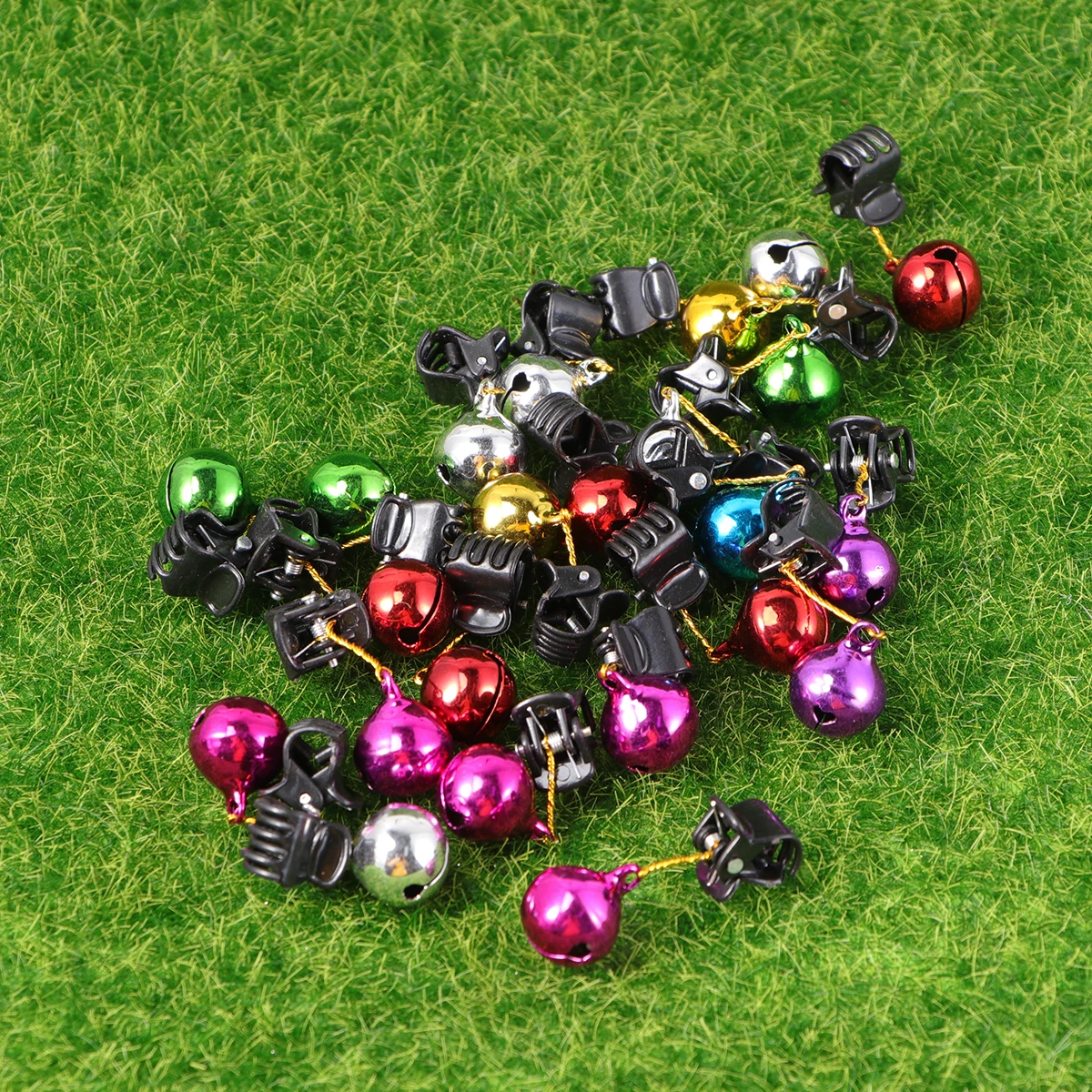 

48pcs Christmas Beard Clips Bell Ornaments for Men Party Decoration Christmas Tree Dog Hair Santa Claus Gift