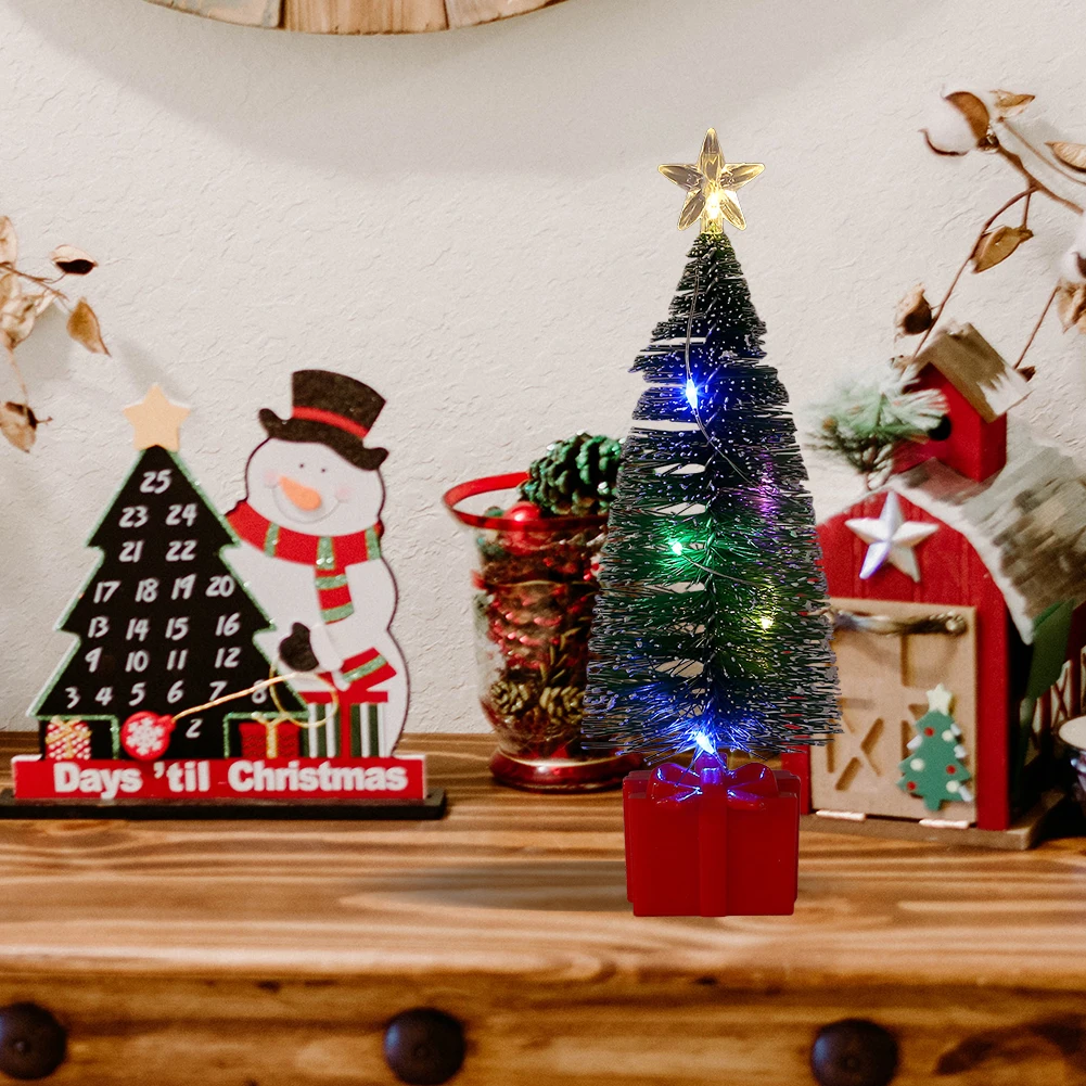 Kerstboom Beeld Licht Kerstboom Miniatuur Decoratieve Kerstboom Desktop Ornamenten Creatieve Kerstfeest Gunsten