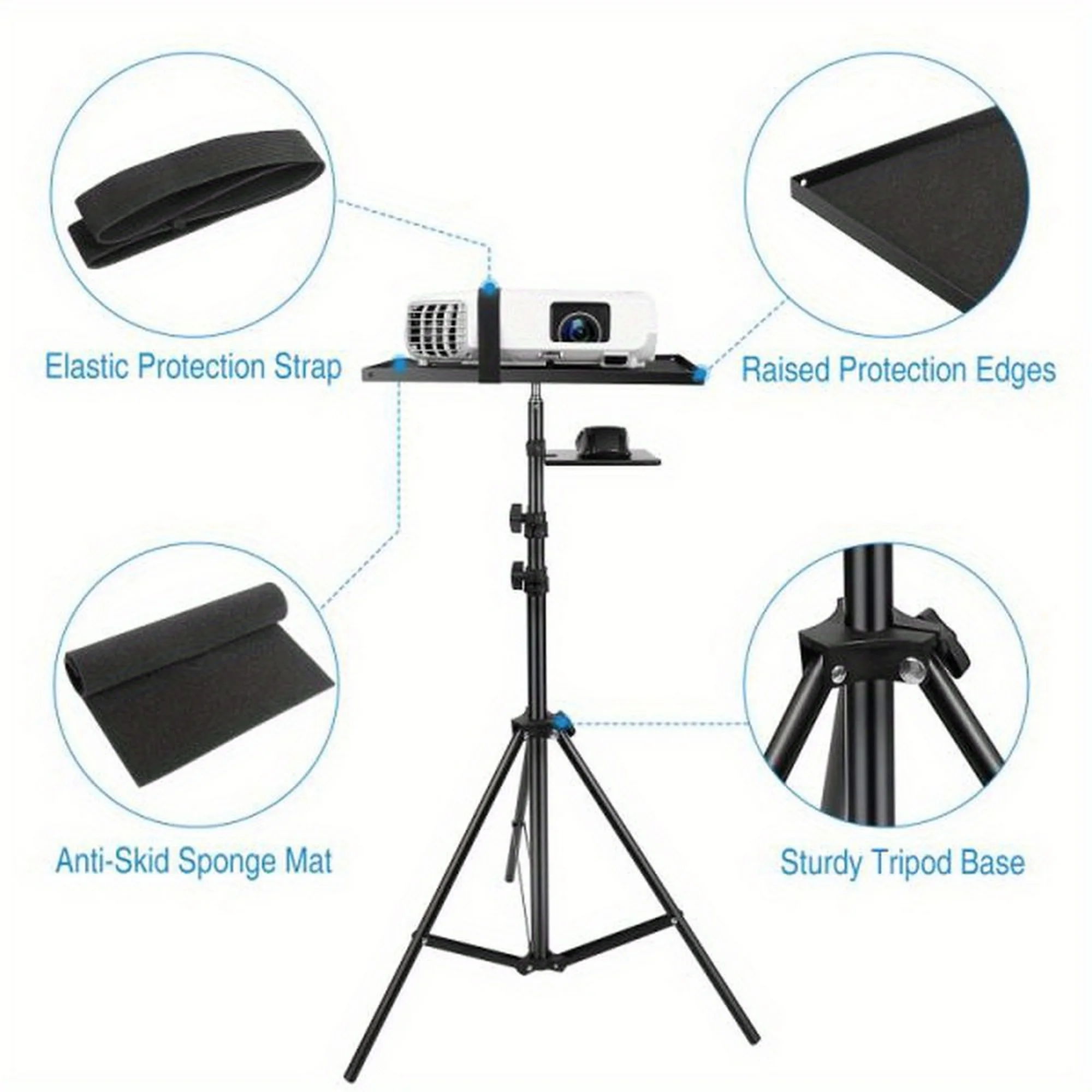 Projector Tripod Stand Folding Laptop Stand w/ Height Tilt Adjustment Portable DJ Equipment Holder Mount Elevator For Stage