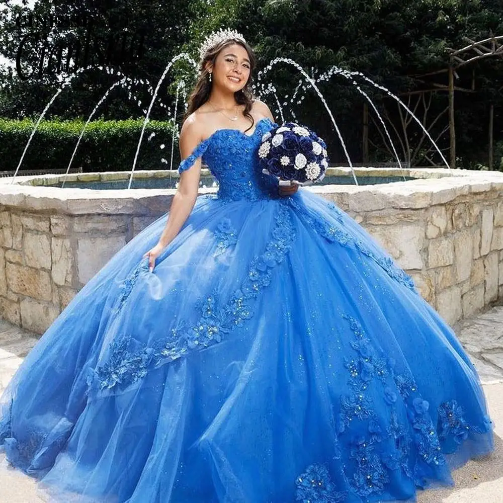 Vestidos Quinceanera azuis para meninas, apliques de princesa vestidos de baile, vestido de baile, 16 anos, luxo, 15 anos