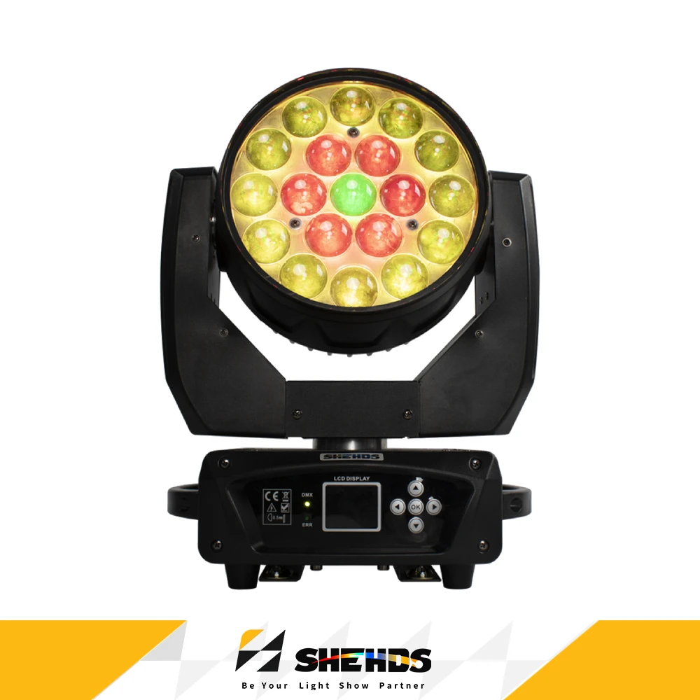 

SHEHDS 1 шт. луч + мытье 19x15 Вт RGBW светодиодный прожектор с подвижной головкой для DJ, дискотеки, вечеринки, сценического шара, сценического оборудования