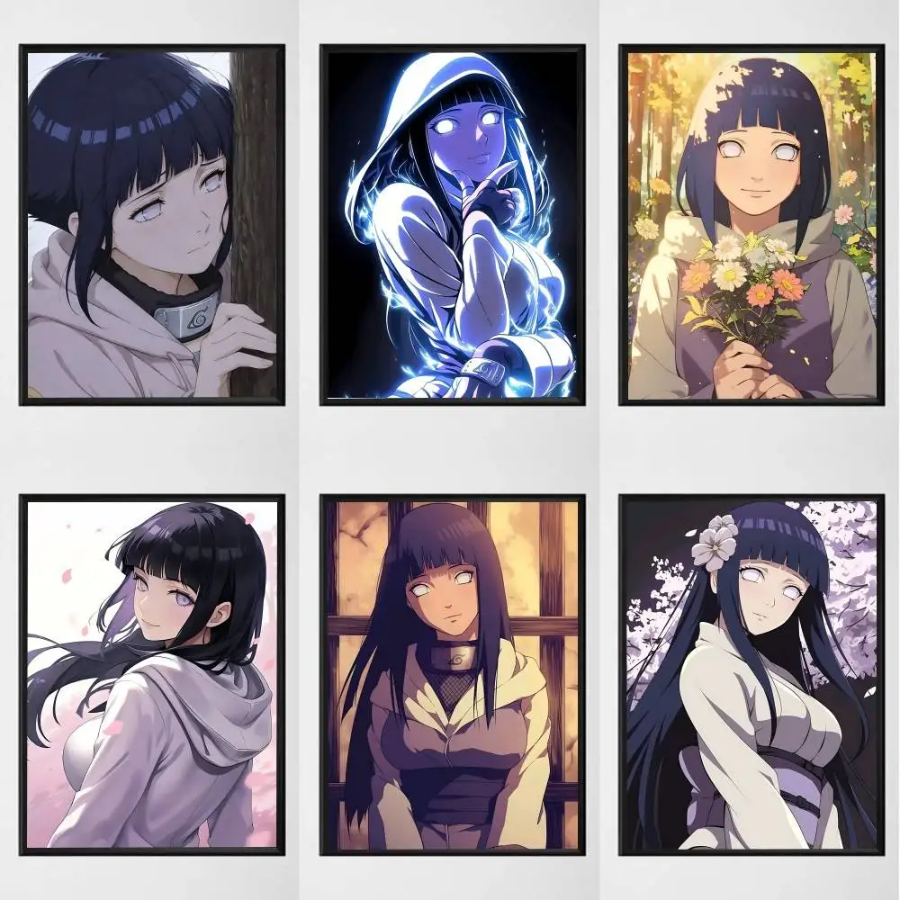 Anime Character Cute H-Hyuuga Hinata posters Self-adhesive Paper Print Home Living Room Bedroom Entrance Bar Cafe Art