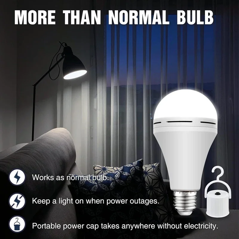 7W/9W/12W/15W Emergency Light Bulb LED Handheld Hanging Energy-Saving Lights Bulb Portable Household Tent Fishing Lighting