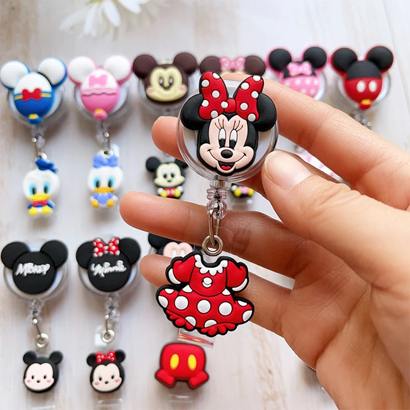 أنيمي ميكي ماوس ميني قابل للسحب معرف شارة حامل ممرضة طالب بطاقة الهوية كليب شارة حامل اكسسوارات هدايا عيد الميلاد #3