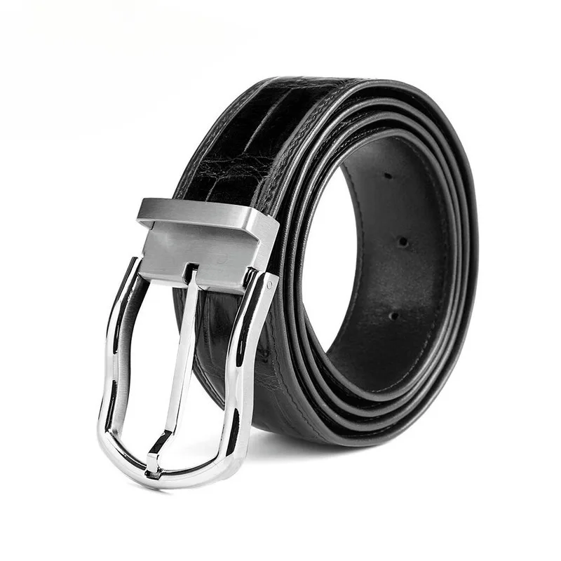 

New Fashionable British Style Siamese Men's Genuine Leather Crocodile Business Casual Pants Needle Belt Buckle Belts Cummerbund