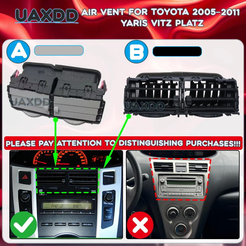 AIR VENT For Toyota 2005-2011 Yaris Vitz Platz Car Conditioning Interior AC Accessories Vent Grille Dashboard Panel Outlet Kit