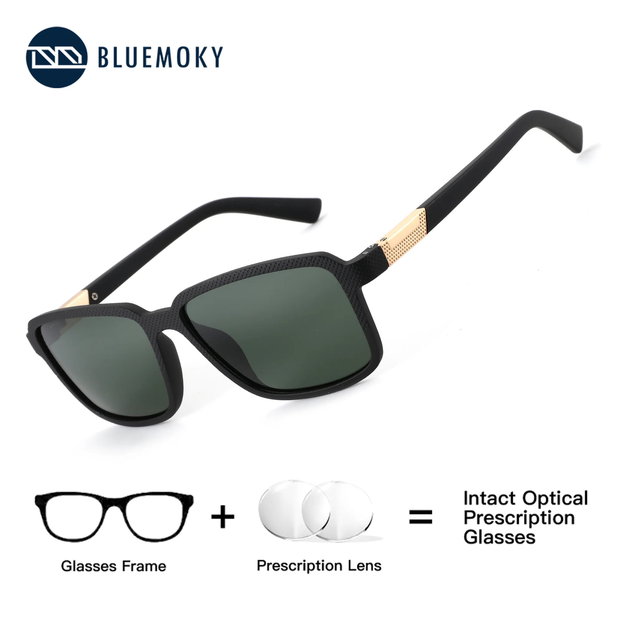 

BLUEMOKY Square Custom Prescription Men Sports Sunglasses Uv400 Protection Corrective Multifocal Progressive Myopia Lenses