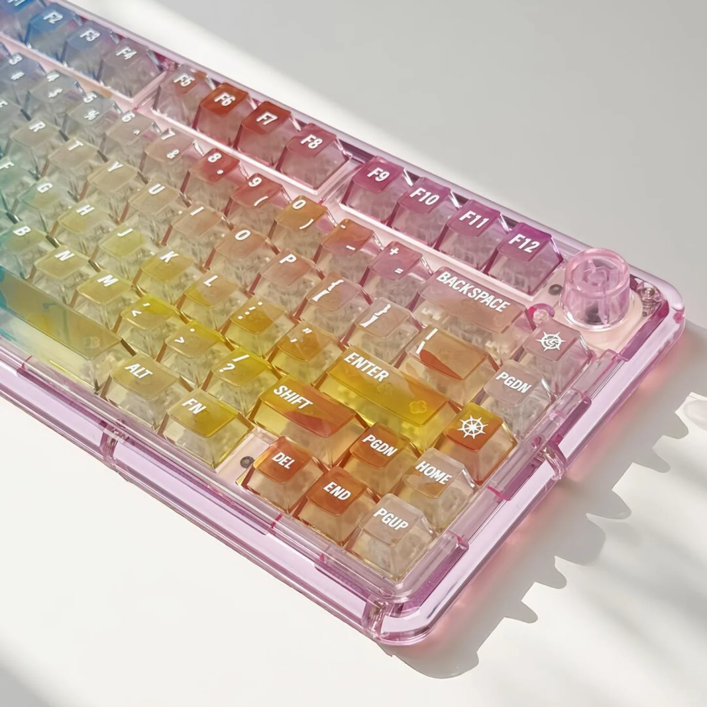 Colorful Mechanical Keyboard Keychain, Transparent Color Changing Keycap Set, PC, Customized, Cherry Cap, 119 Keys