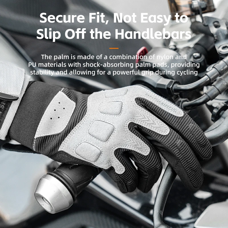 ROCKBROS Cycling Gloves Full Finger Gloves Breathable Anti-slip Palm Touch Screen Gloves Men Outdoor Sports Motorcycle Gloves