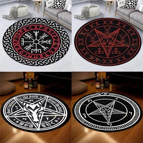 

Home Decor Personalized Carpet Round Gothic Satanic Pet Mat Black Divining Bedroom rug