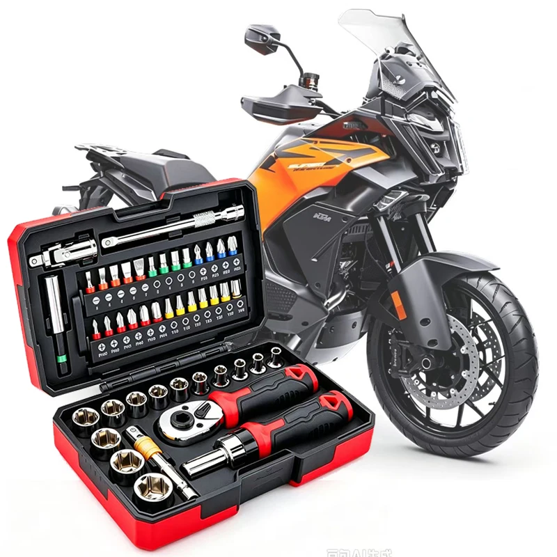 45PCS Motorcycle Repair Tool Set Ratchet Socket Wrench Kit For DUKE 390 790 890 990 1090 1190 1290 1390 Adventure Accessories