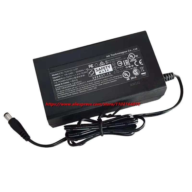 Genuine T535131-2-DT 53.5V 1.31A 70W AC Adapter Charger for TP-LINK TL-SF1006P POE Power Supply 5.5*2.1mm Original