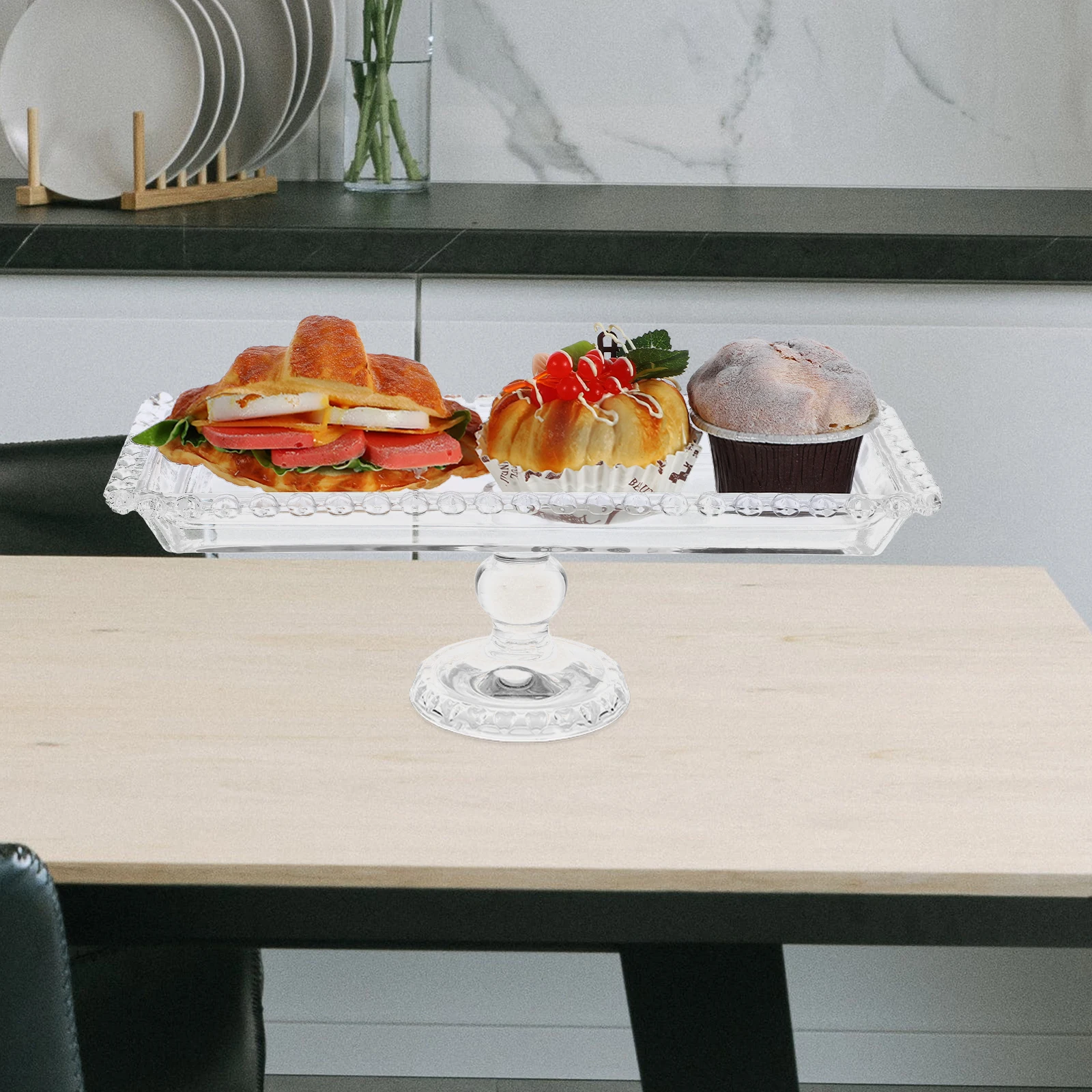 

1Pcs Fruit Tray Transparent Crystal Glass Snack Serving Plate Modern Style Household Storage Tray for Dessert Fruits Salad