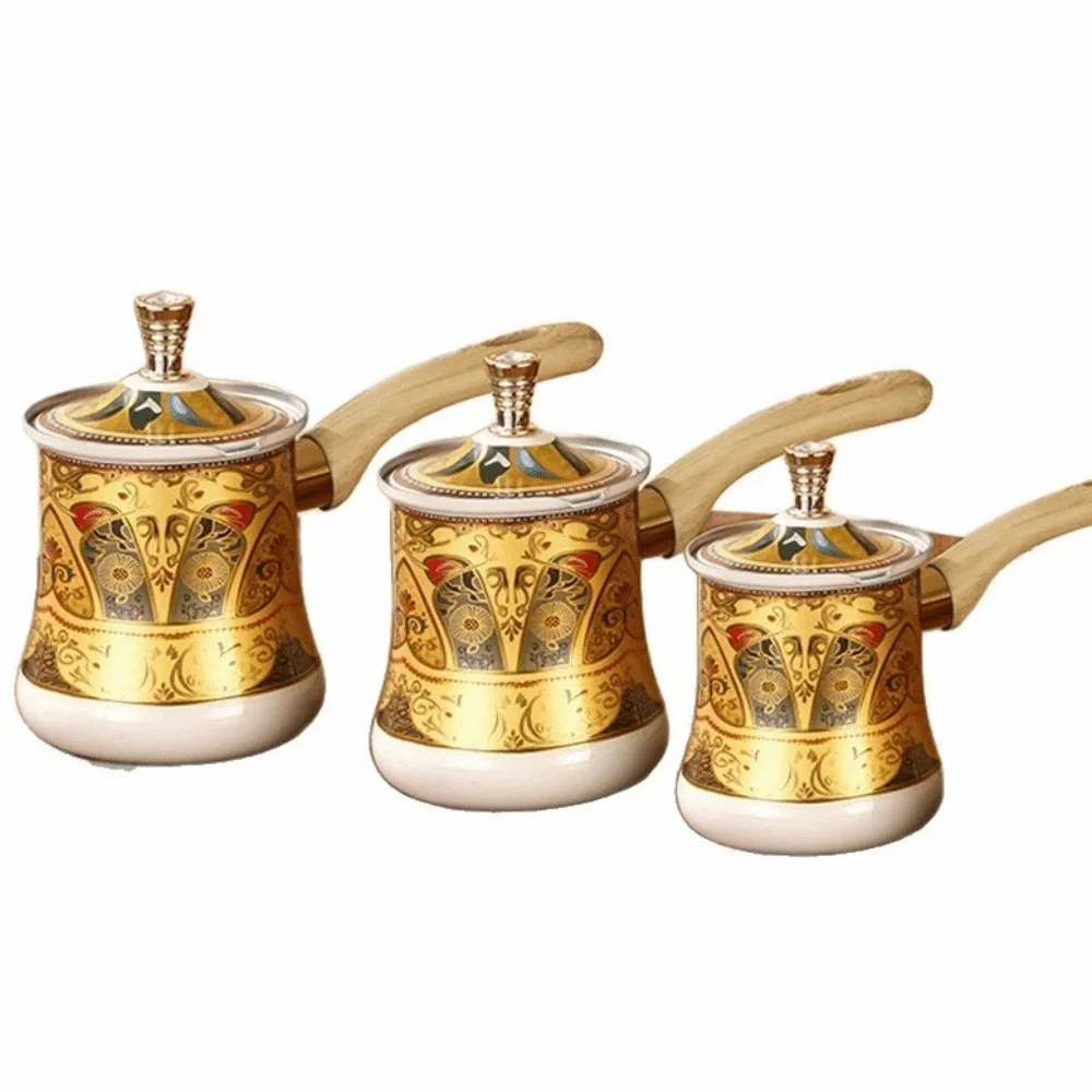 Universal Stainless Steel Turkish Coffee Pot 350/550/720ml Long Handle Milk Tea Pot Portable Luxury Butter Warmer Kitchen Use