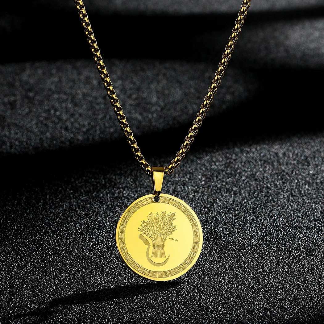 Symbols Of The Goddess Demeter Pendant Stainless Steel Necklace Goddess Of Agriculture Harvest Fertility And Sacred Law