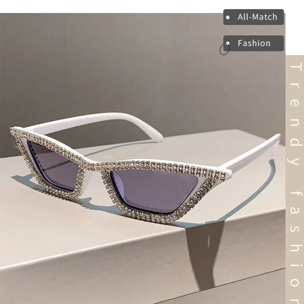 Funny Small Cat Eye Sunglasses Triangle Frame Disco Party Glitter Sun Glasses Diamond Crystal Sparkling Shades for Women