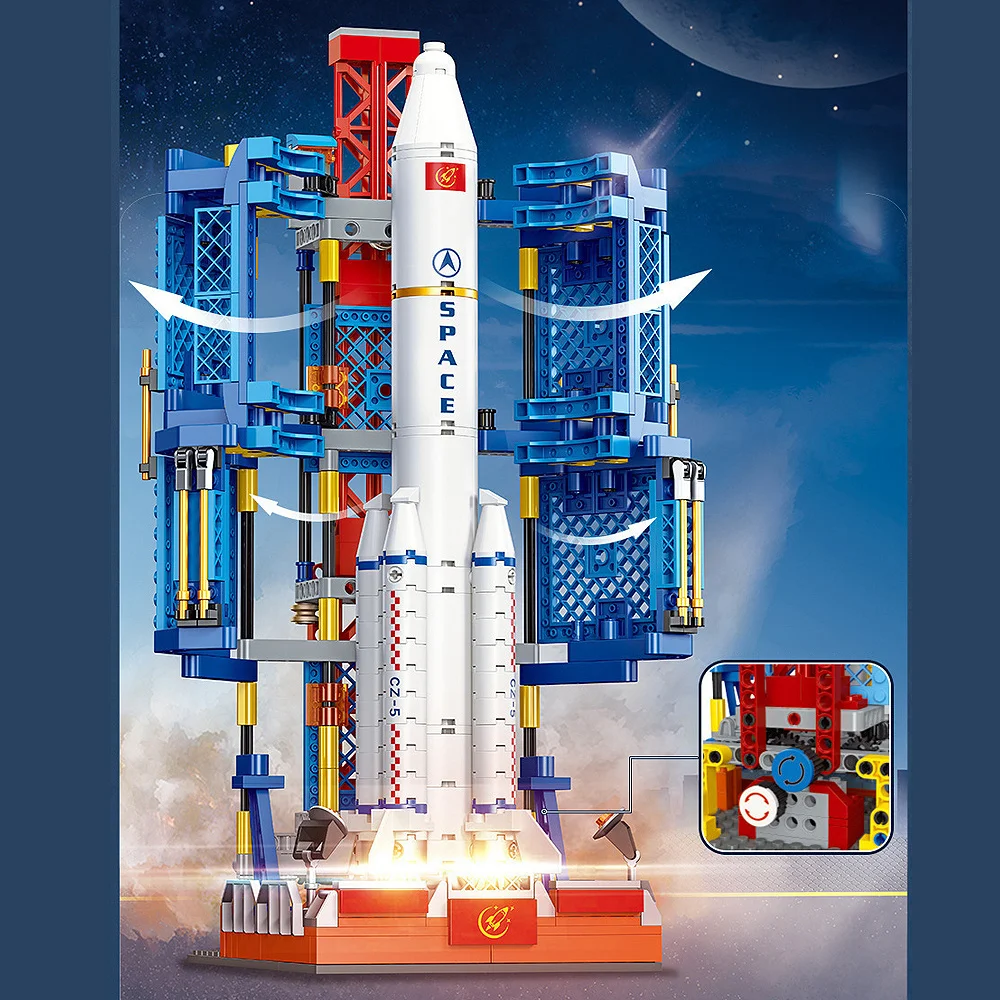 creatieve expert ruimte stad Spaceport Center moc Bouwsteenmodel speelgoedcadeaus Kerstmis 668-delig