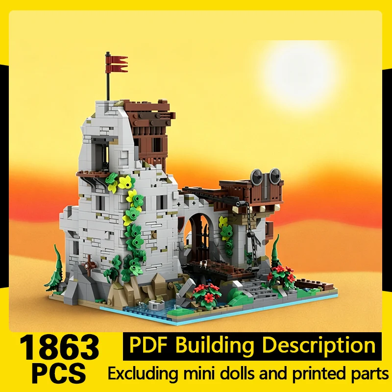 

Medieval Castle Model MOC Building Bricks Fortress By The River Modular Technology Gifts Holiday Assemble Children Toys Suit