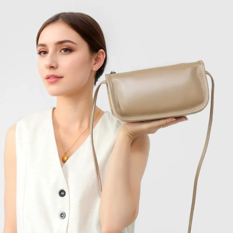 

Дизайнерская женская сумка, новинка 2025, кожаная сумка для мобильного телефона, модная повседневная сумка для пельменей в стиле ретро, сумка через плечо Maillard, высокое качество