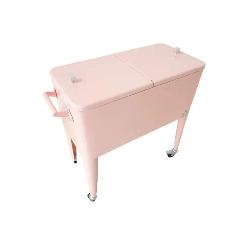 Industrial Design Rolling Cooler Box 73L Metal Beer Car Garden Travel Wedding Christmas Gift Creative Cooling Capacity