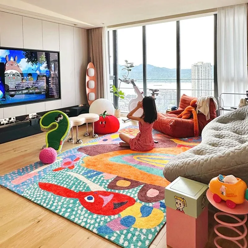 VIKAMA Ins Color Dopamine High Sense Crystal Velvet Carpet Home Living Room Sofa Dirt Resistant Non-Slip Carpet Home Decoration