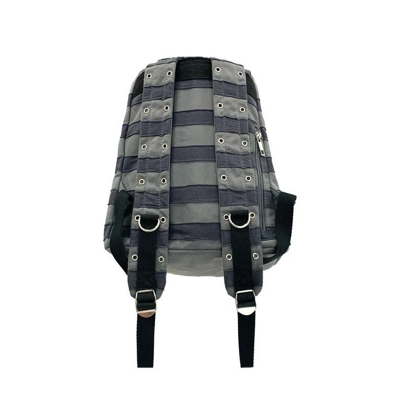 Vintage Contrast Color Striped Punk Backpack Girls Casual Kawaii Rabbit Ear Schoolbags Y2k Aesthetic Patchwork Women Backpacks