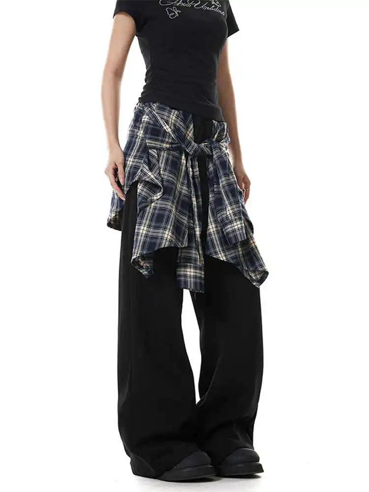 女性グレーだぶだぶ Y2k 長ズボン原宿スウェットパンツラップスカート日本 2000 年代スタイルヴィンテージオーバーサイズズボン服 2025