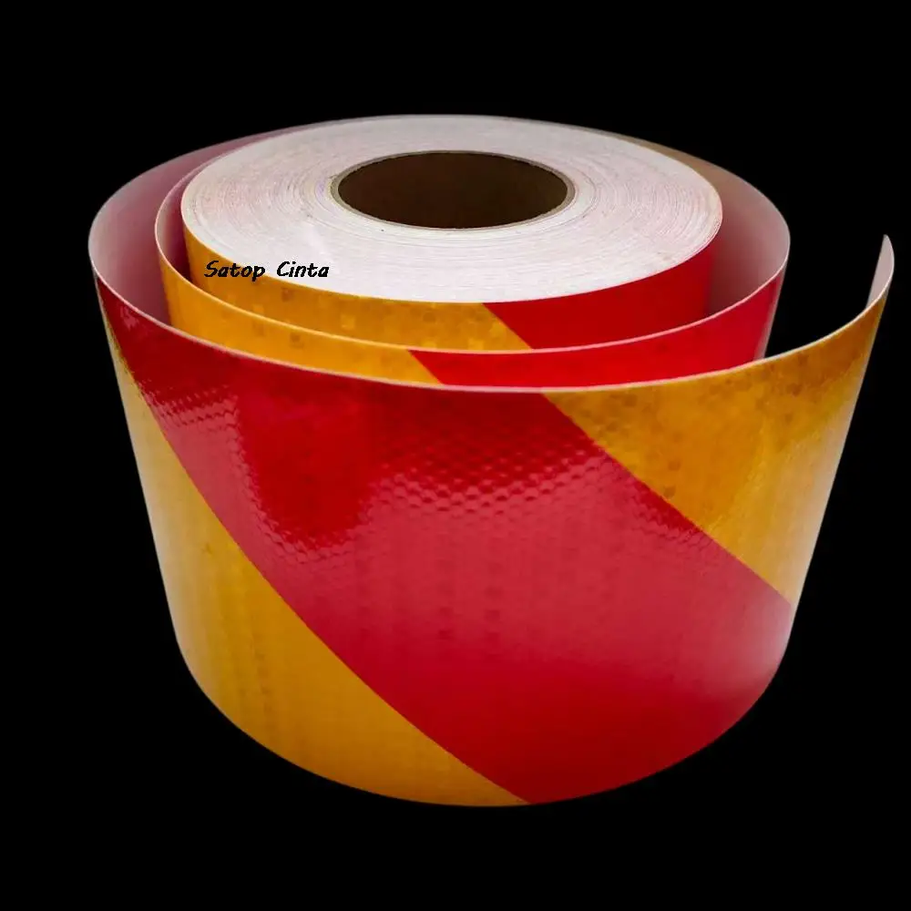 5cm/10cm/15cm/20cm*5M Right Twill Yellow-Red Reflective Stickers High Intensity Reflectors Material Waterproof Tapes For Vehicle