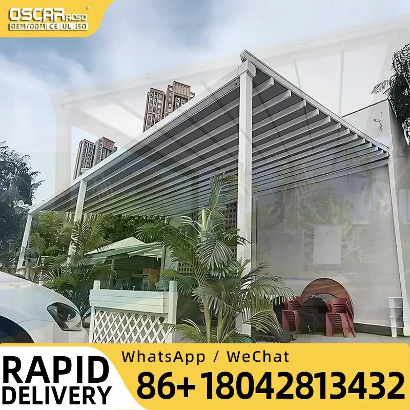 3x3 3x4 3x5 3x6 4x3 4x4 4x6 6x3 6x4 Modern Designs Swimming Pool Electric Pergola Roof With Side Sun Screen Retractable Canopy P