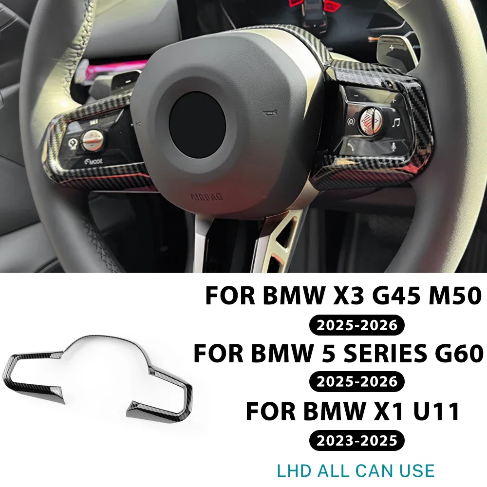 

For BMW X1 U11 2023 2024 2025 5 Series G60 X3 G45 X3 M50 2025 Car Steering Wheel Cover ABS Carbon Fiber Interior Accessory