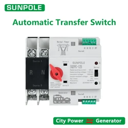 Dual Power Automatic Transfer Switch Mini Size ATS 2P 3P 4P 125A 220V Changeover Switch City Power To Generator