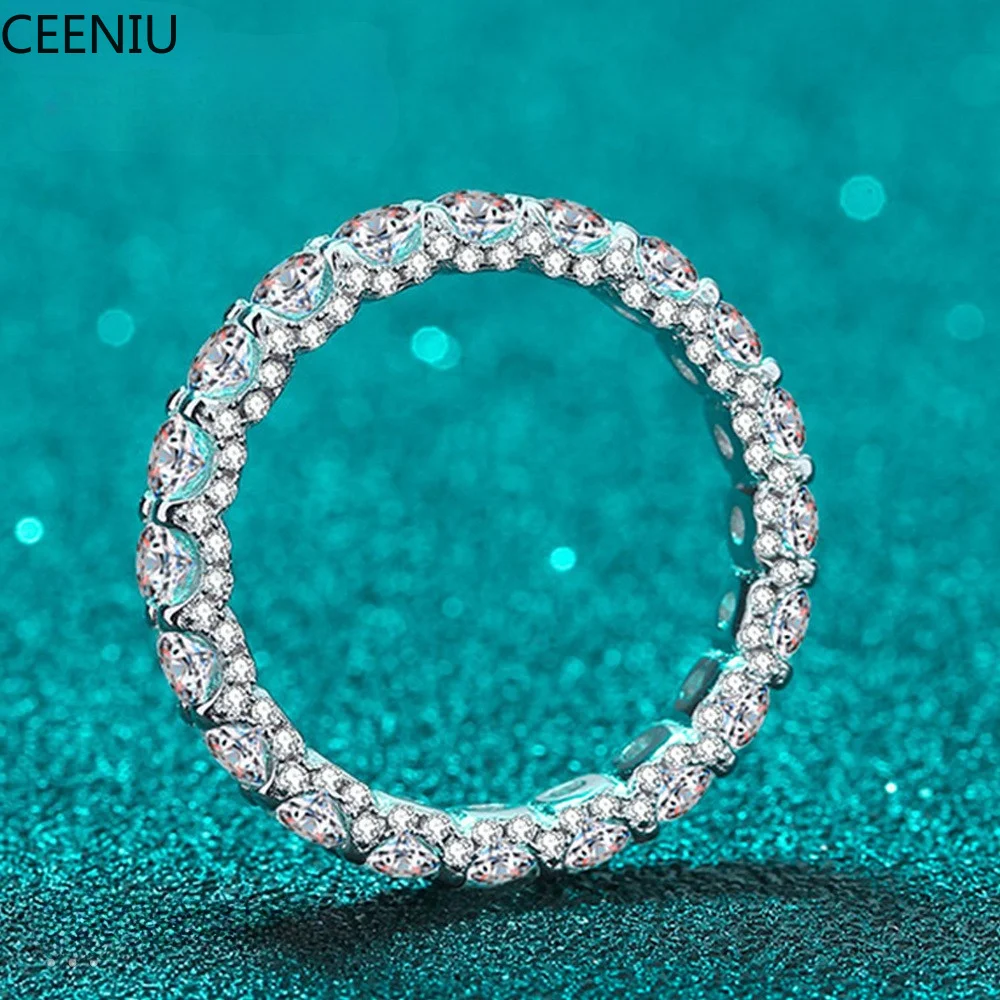 Knobspin 2.5ct D Color Moissanite Ring for Woman Wedding Jewelry with GRA 925 Sterling Sliver Plated 18k White Gold Wedding Band