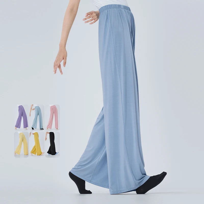 Pantaloni a gamba larga da donna con elastico in vita Pantaloni dritti modali larghi per adolescenti Pantaloni da danza classica per adulti Pantaloni a gamba dritta