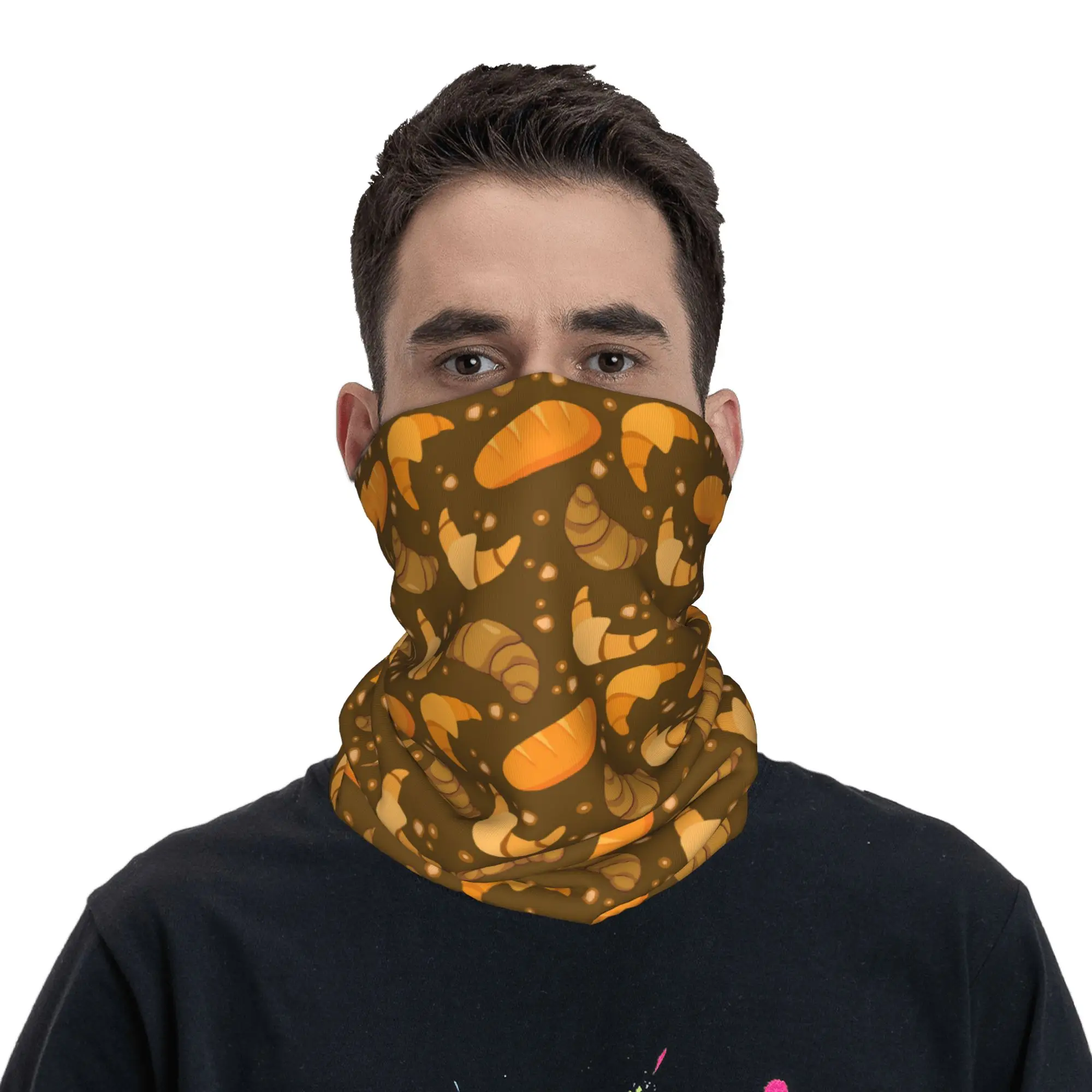 Croissant Pastry for all the pastry and bread lovers Bandana Neck Cover Printed Face Scarf Face Mask Outdoor Sports Unisex Adult