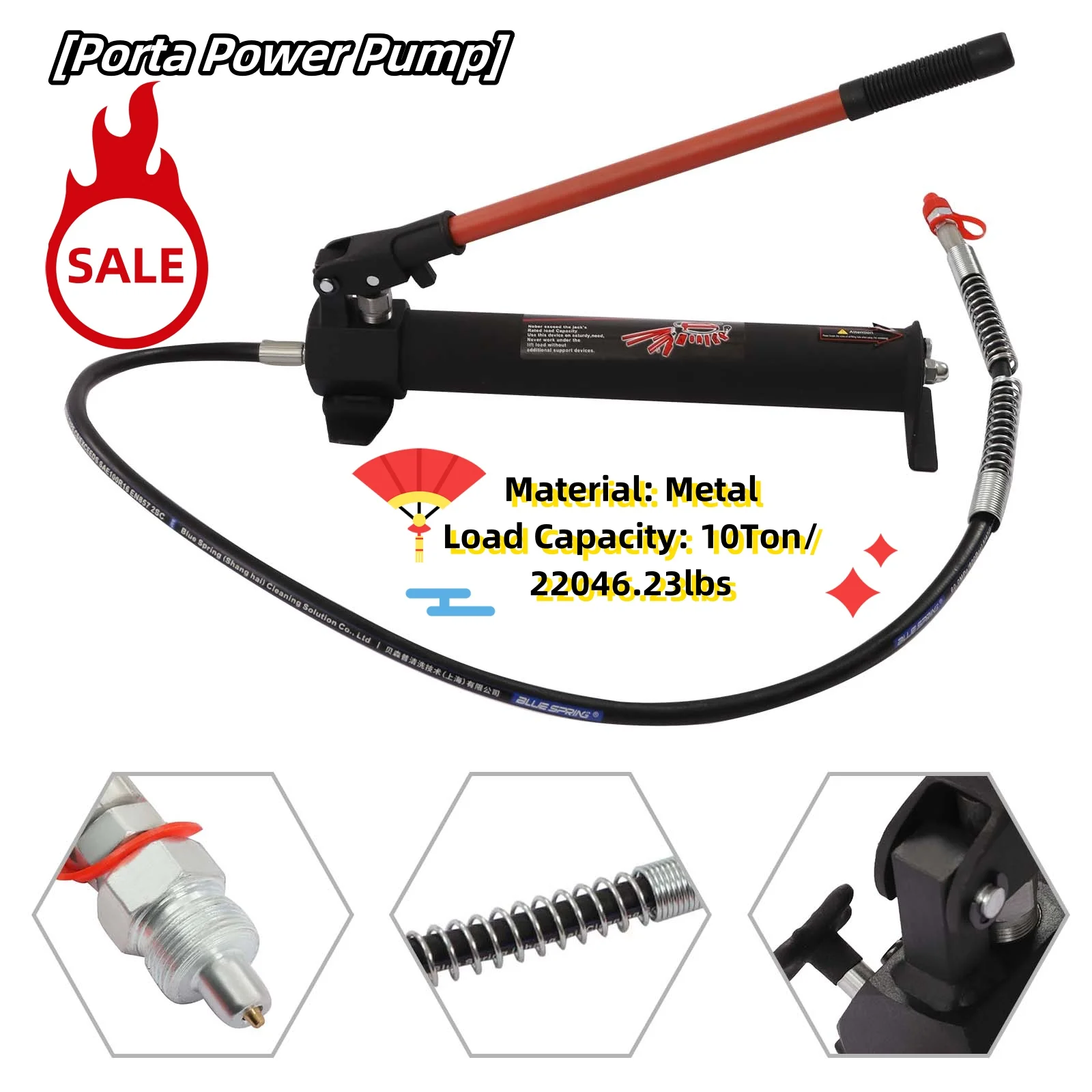 10 Ton Power Hydraulic Jack Hand Pump Body Frame Repair Tool Kit Auto Car Tools LiftRam