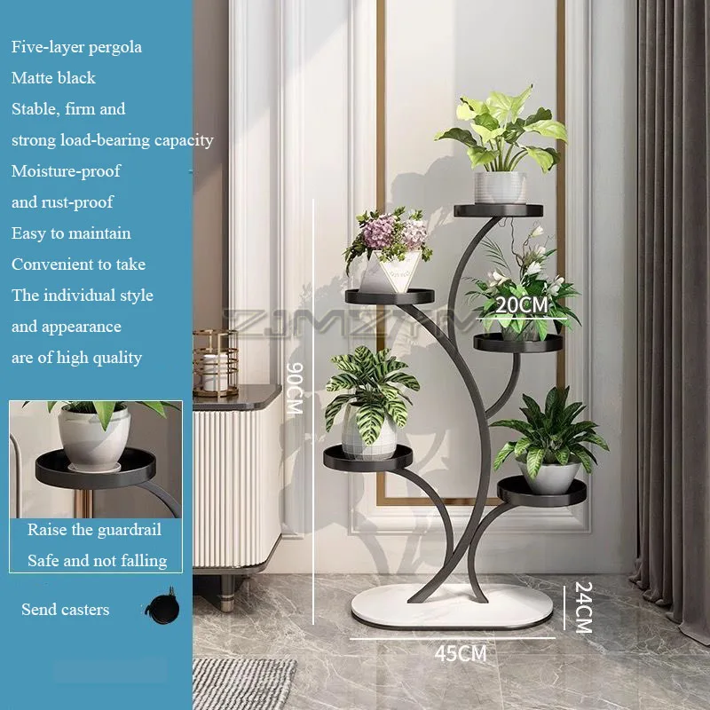 مقاومة للصدأ حسن المظهر حامل زهور غرفة المعيشة شرفة ضوء النباتات الفاخرة عرض الرف المحمول متعدد الطبقات اناء للزهور قوس