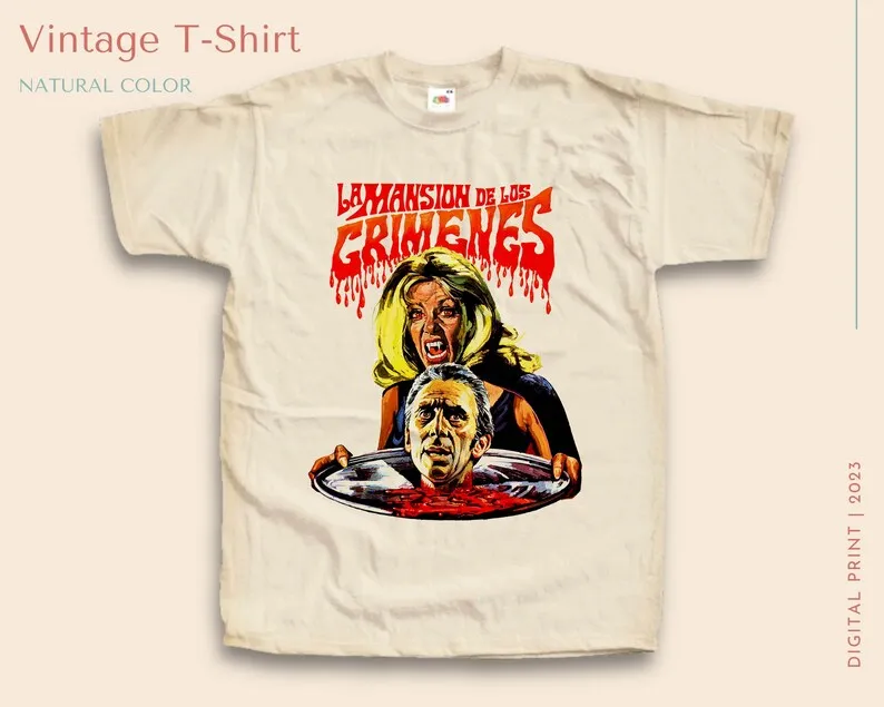 

Vintage TShirt La mansión de los crimenes NATURAL color Men Woman Unisex T-Shirt Digital Print Sizes