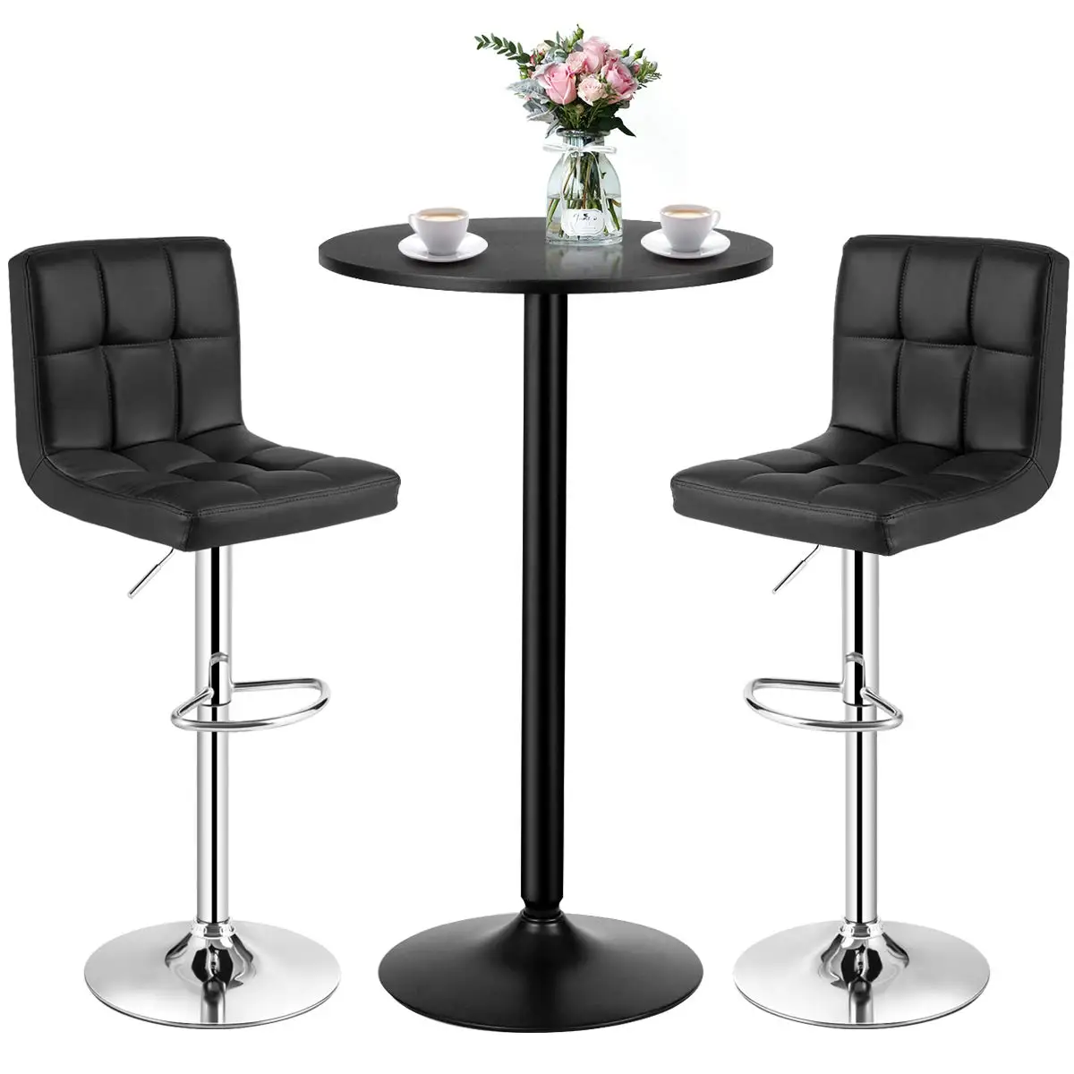 3-Piece Bar Table Set, Counter Height Table Set with 2 Bar Stools, Customized