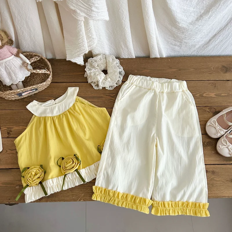 New Summer Baby Clothes Set Children Girls Sleeveless Vest Pants 2Pcs/Sets Kids Clothing Suit Infant Costume Toddler Tracksuits