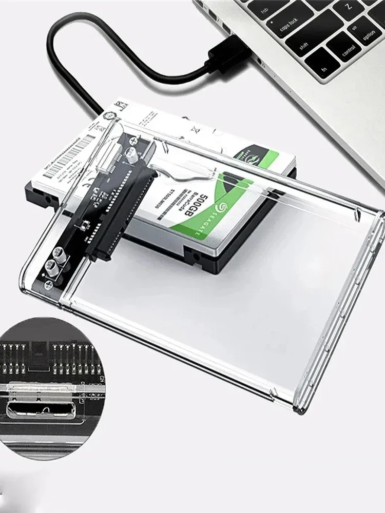 Obudowa na dysk twardy USB 3.0, 5 Gbps, 2,5 cala, przezroczysta, obudowa na dysk twardy, obudowa na dysk SATA HDD SSD do laptopa PC — zdjęcie 2