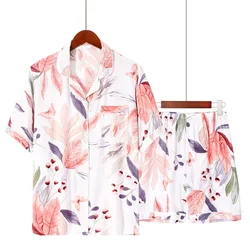 Plus Size S-3XL 100% Viscose Summer Women's Pajamas Thin Section Short-Sleeved Shorts Large Floral Print Home Service Pajamas