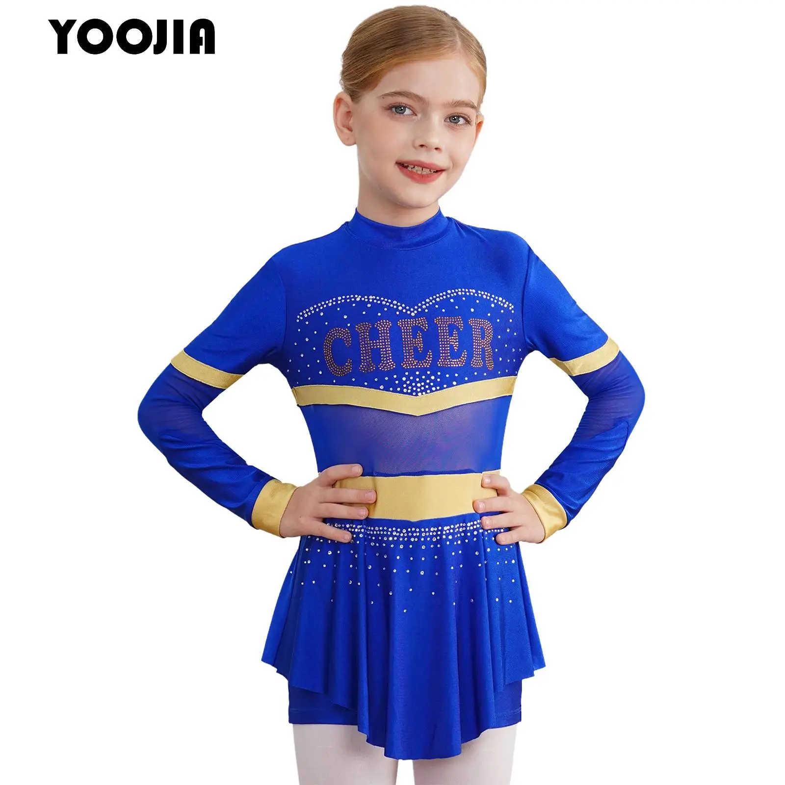 Cheerleading Dance Costume For Child Girls Cheerleader Uniform Musical School Team Sports Performance Halloween Cosplay Dress Up