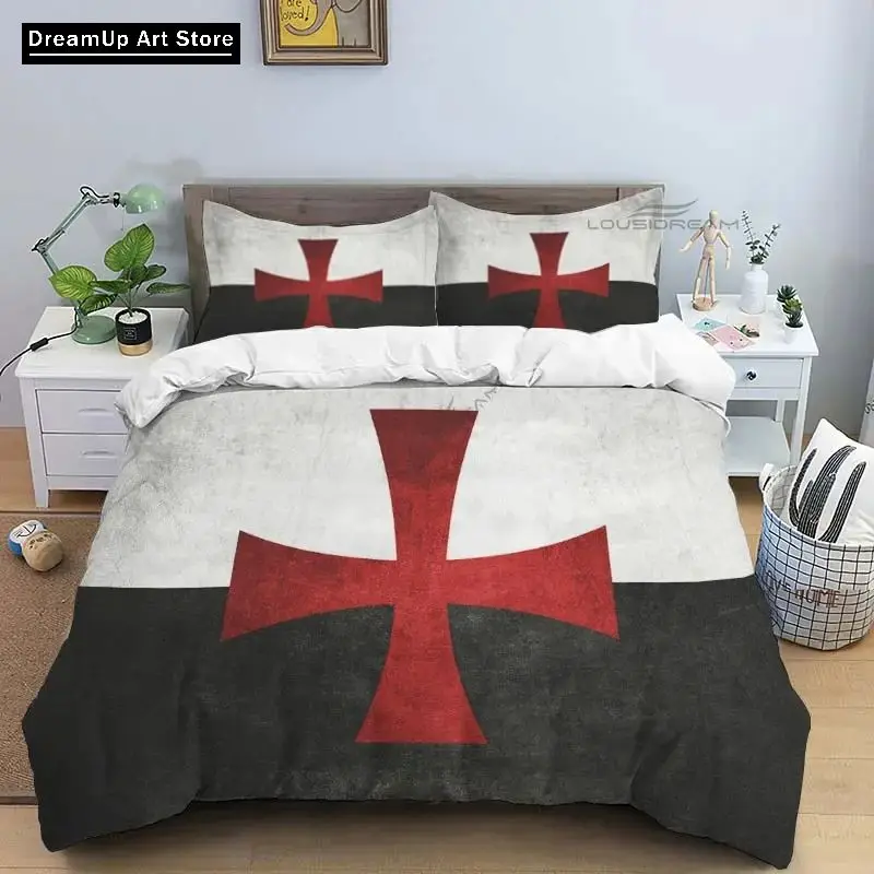 3D Print Fashion Medieval Knights Templar Bedding Set Boys Girls Twin Queen Full Size Duvet Cover Pillowcase Bed Adult Bedroom