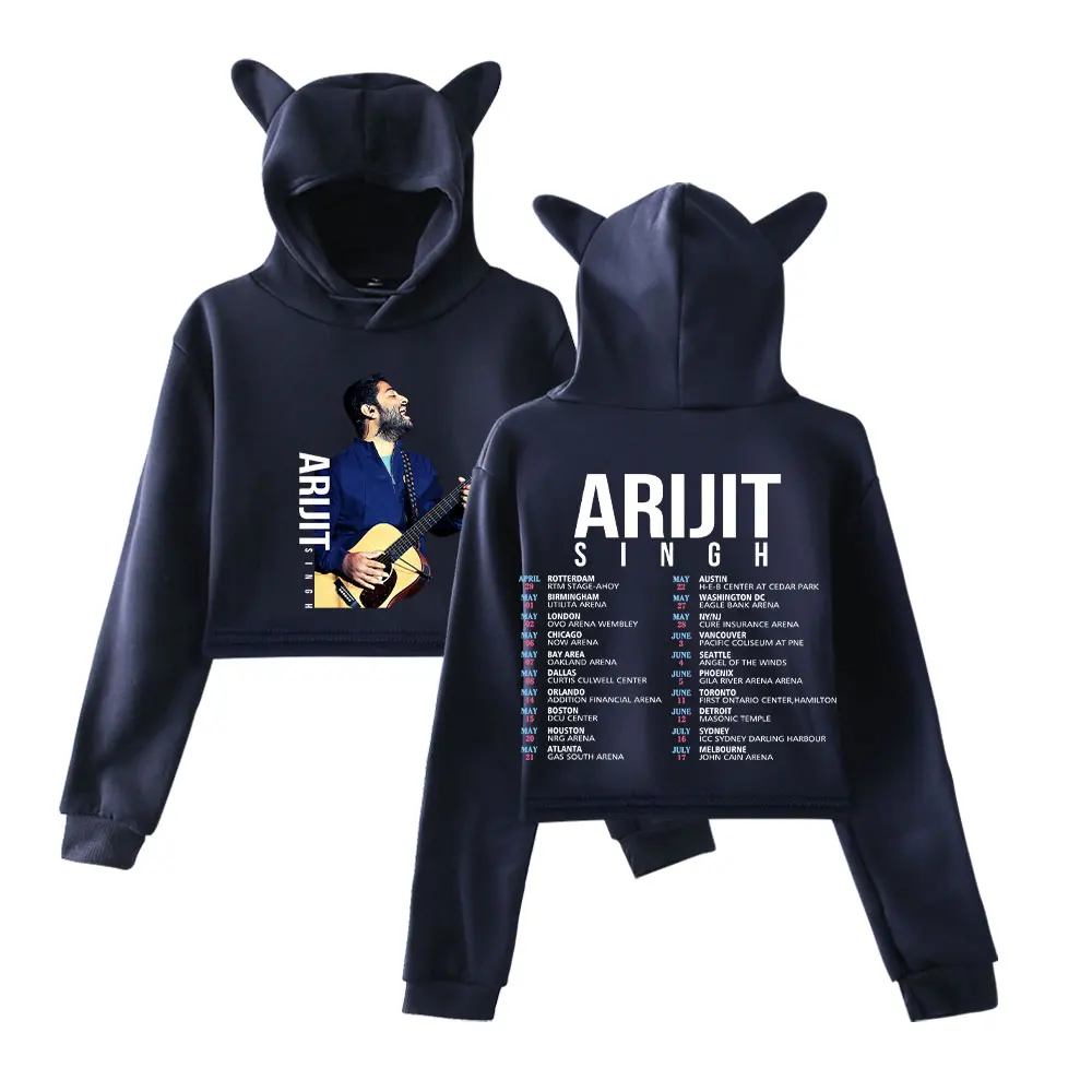 Arijit Singh خمر 90s الشارع الشهير شعار هوديي ميرش هوديس بلوزات للفتيات القط الأذن المحاصيل موضة الرياضة البلوز #4